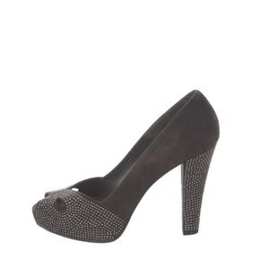 Stuart Weitzman Leather Platform Heels  Anthracite 7M